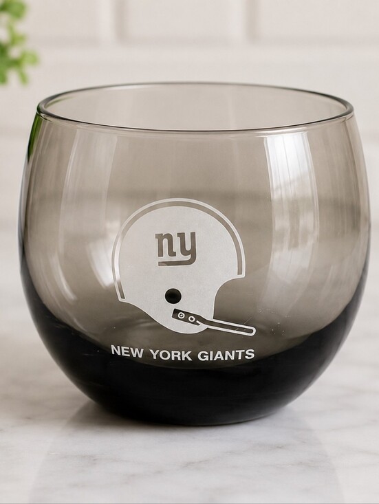 New York Gaints Other - Vintage NY Giants Smoked Glass Whiskey Lowball Tumbler NFL